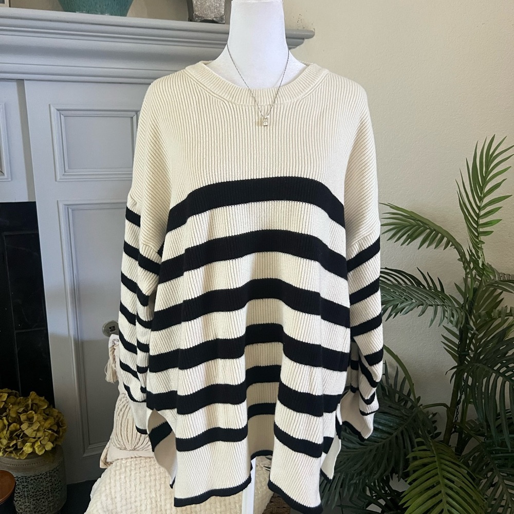 Dex Black and Cream Striped Sweater